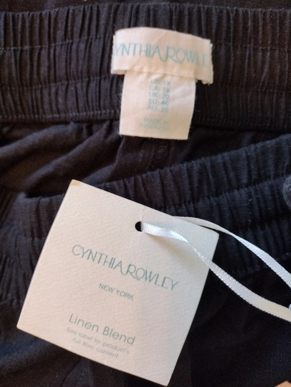 Cynthia Rowley Black Wide Leg Linen Blend Pants Women’s Size 1X Boho Coastal NWT - Picture 6 of 6